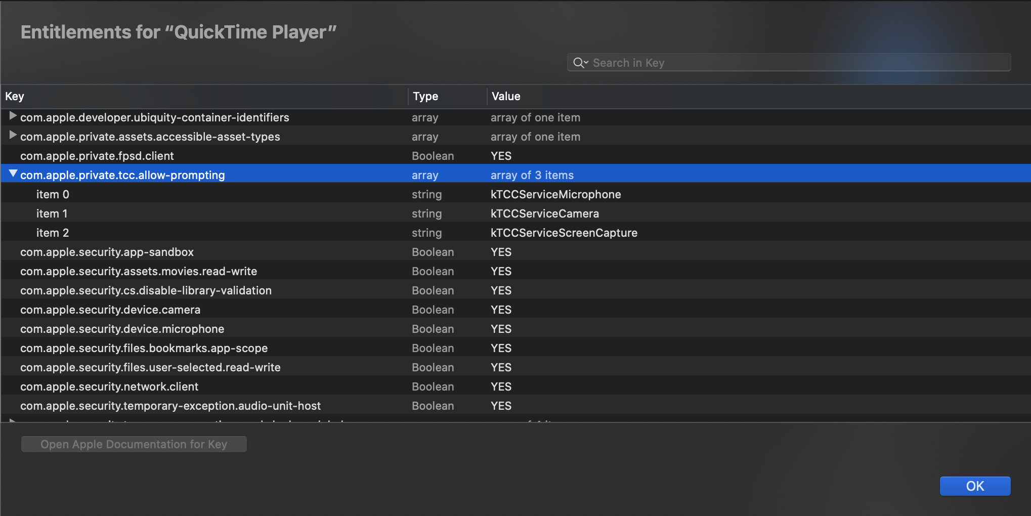 QuickTime entitlements