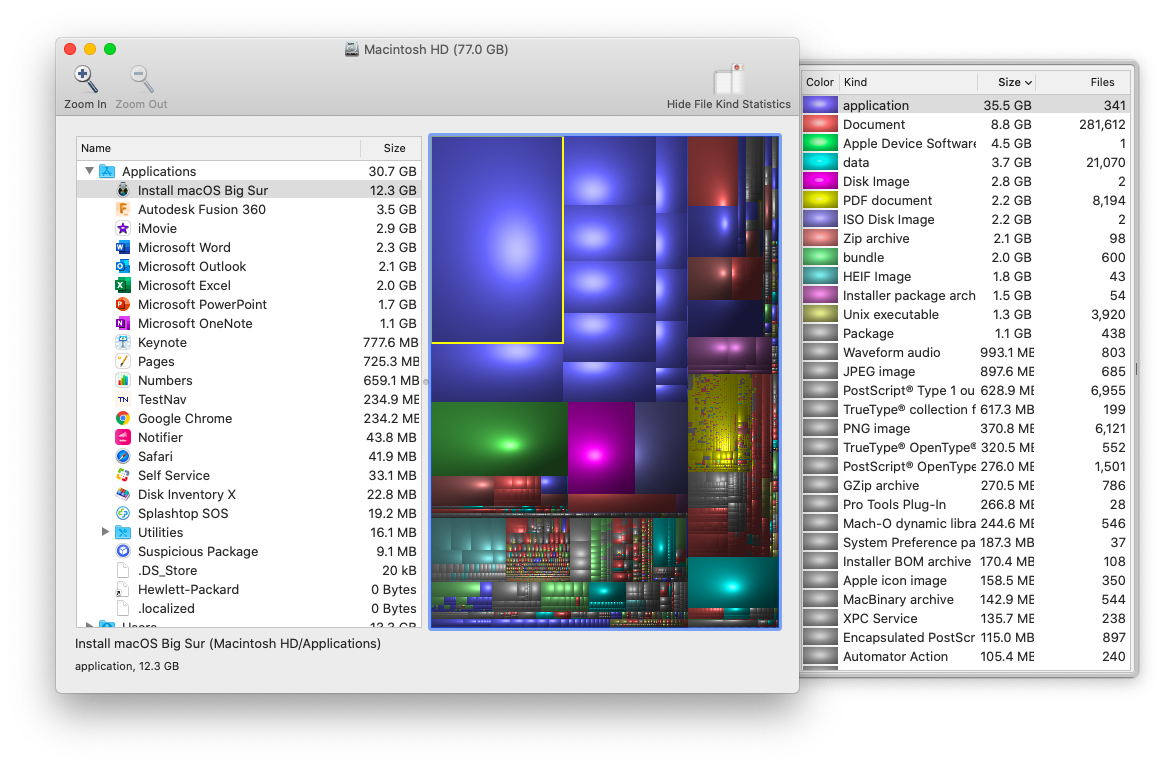 Disk Inventory X treemap