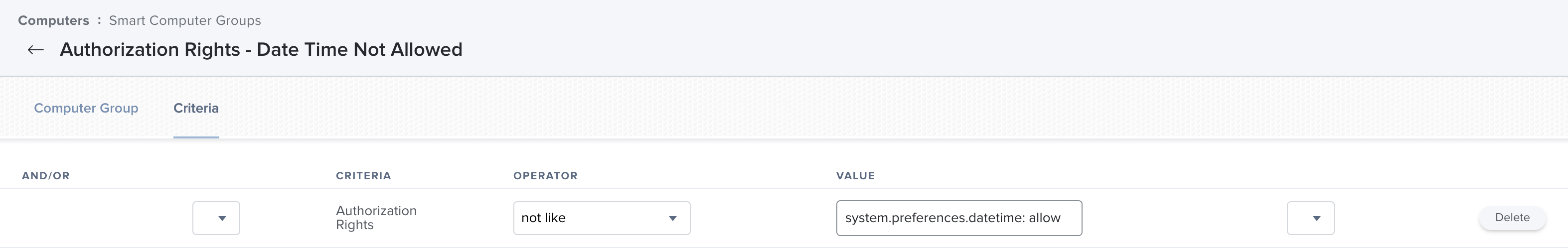 Jamf Pro computer group EA criteria